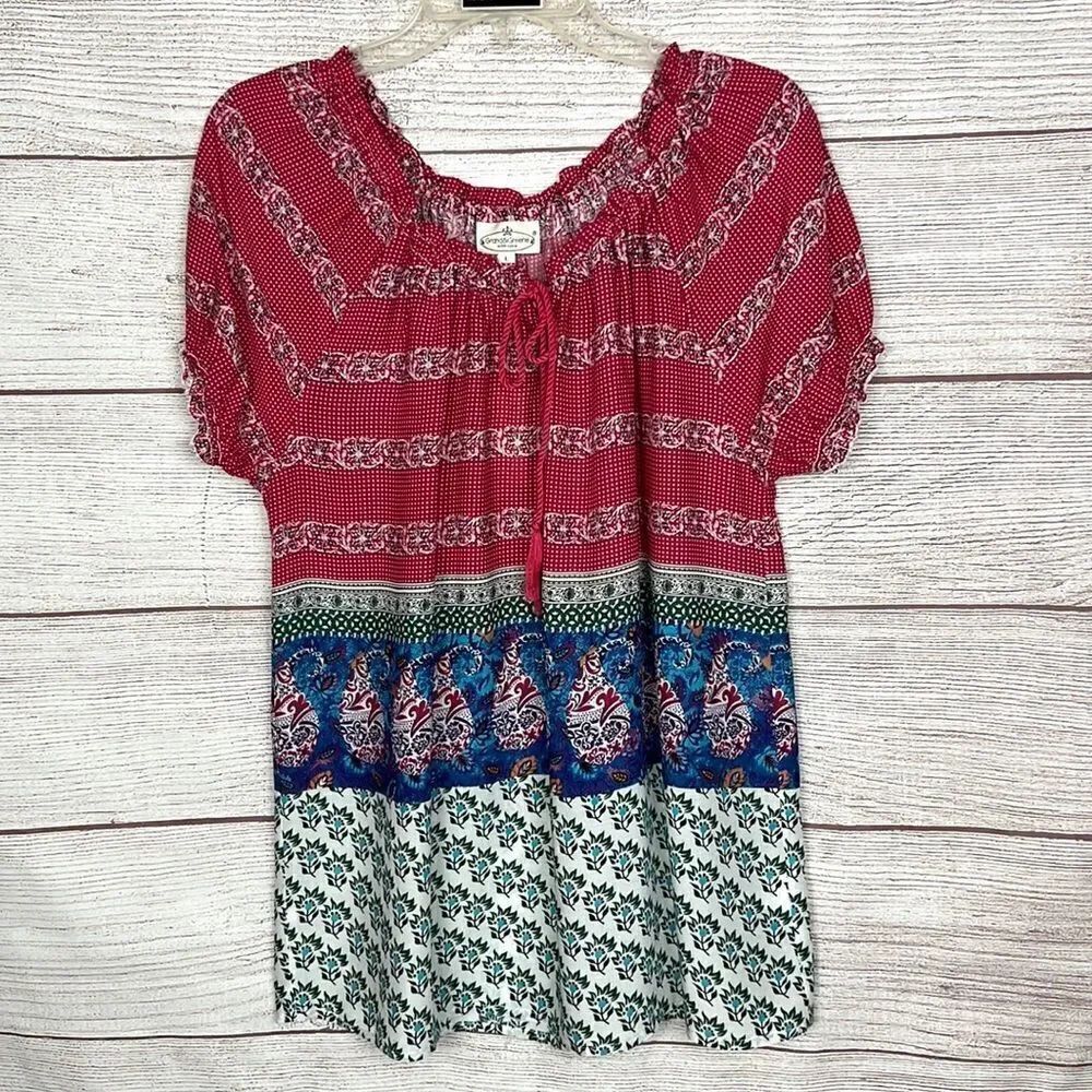 NWT Grand & Greene Peasant Blouse Top Short Sleeve